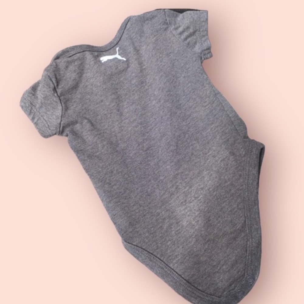Puma Baby 0-3M Hoodie & Logo Bodysuit 2 Piece Outfit Set Blue Gray - Picture 4 of 7
